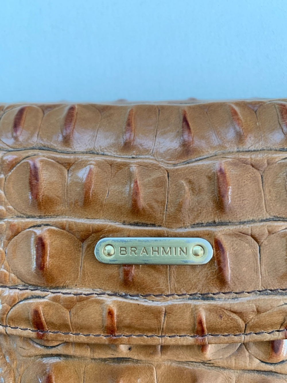 Brahmin Cognac Croc-Embossed Leather Clutch Wallet on Sale - Picture 9 of 10